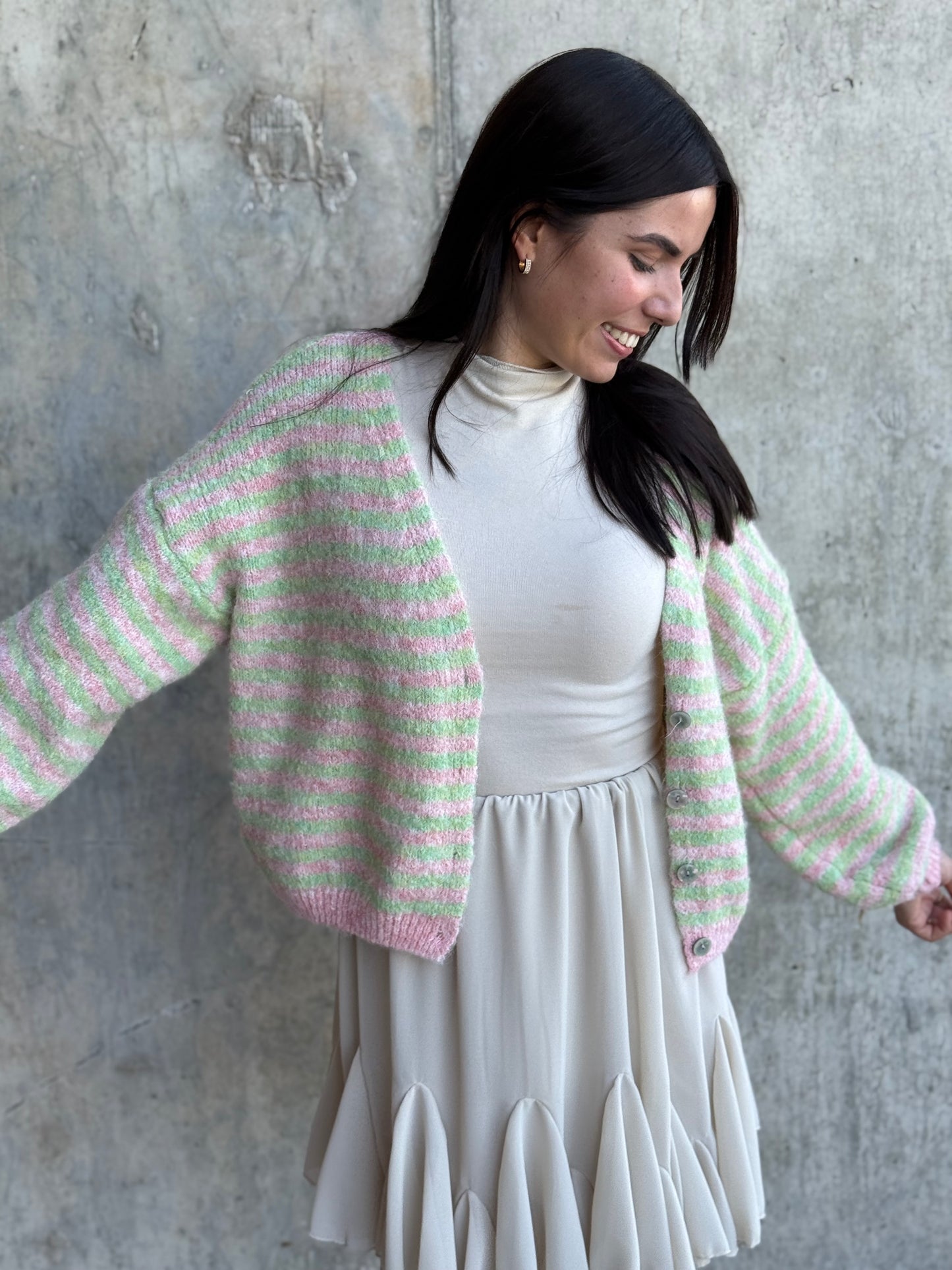 STRIPED CARDIGAN WATERMELON