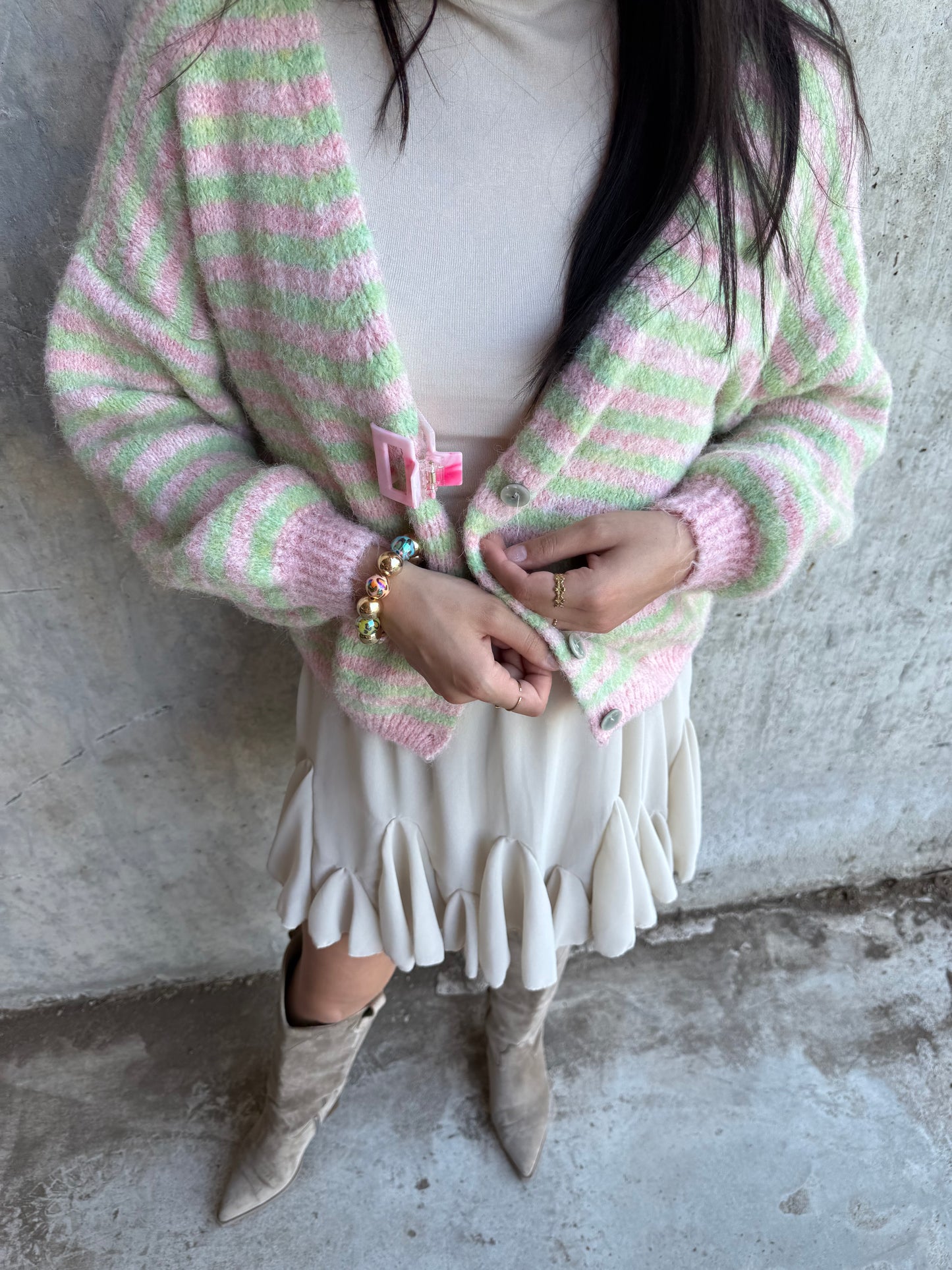 STRIPED CARDIGAN WATERMELON
