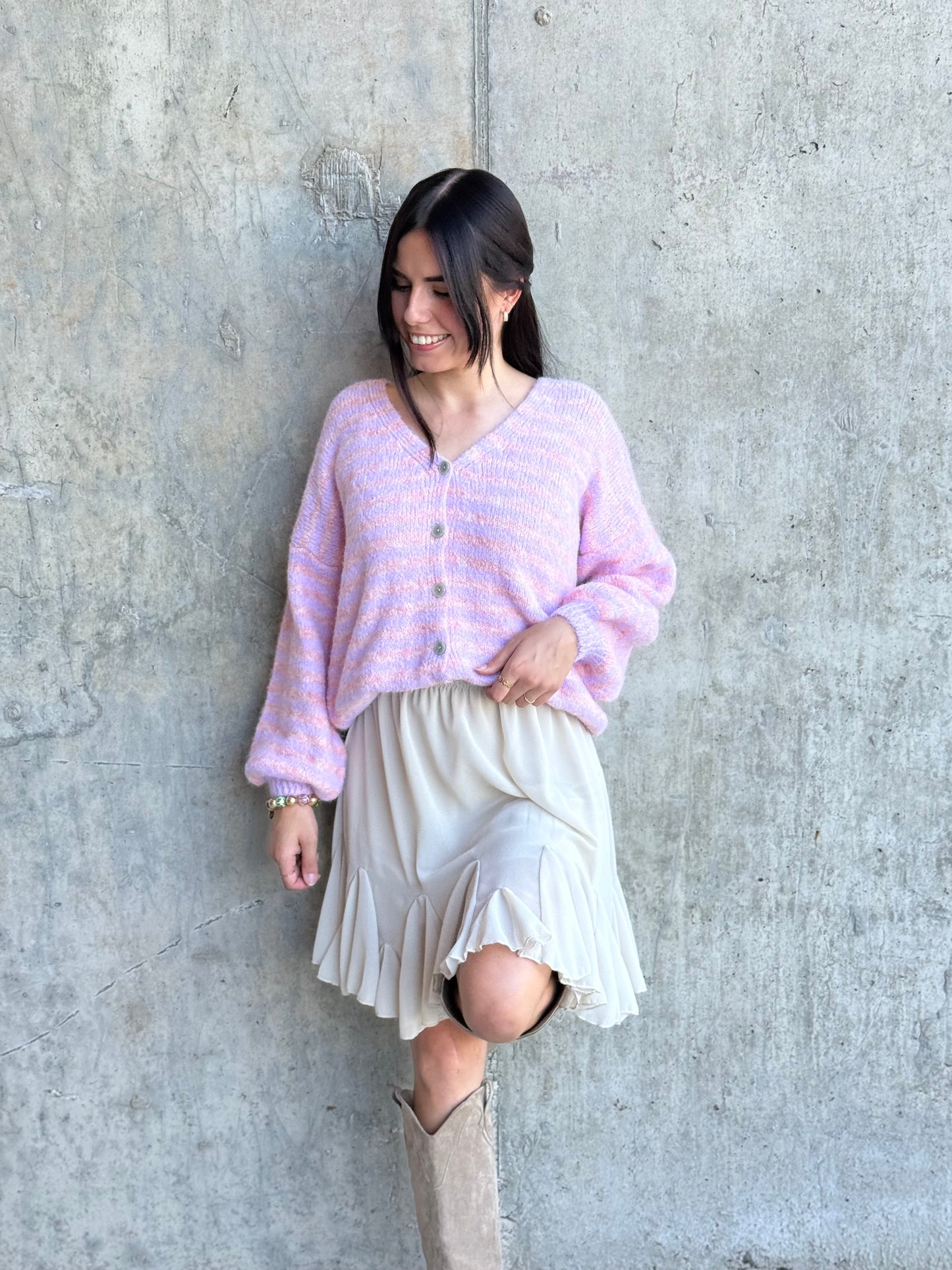STRIPED CARDIGAN LAVENDER
