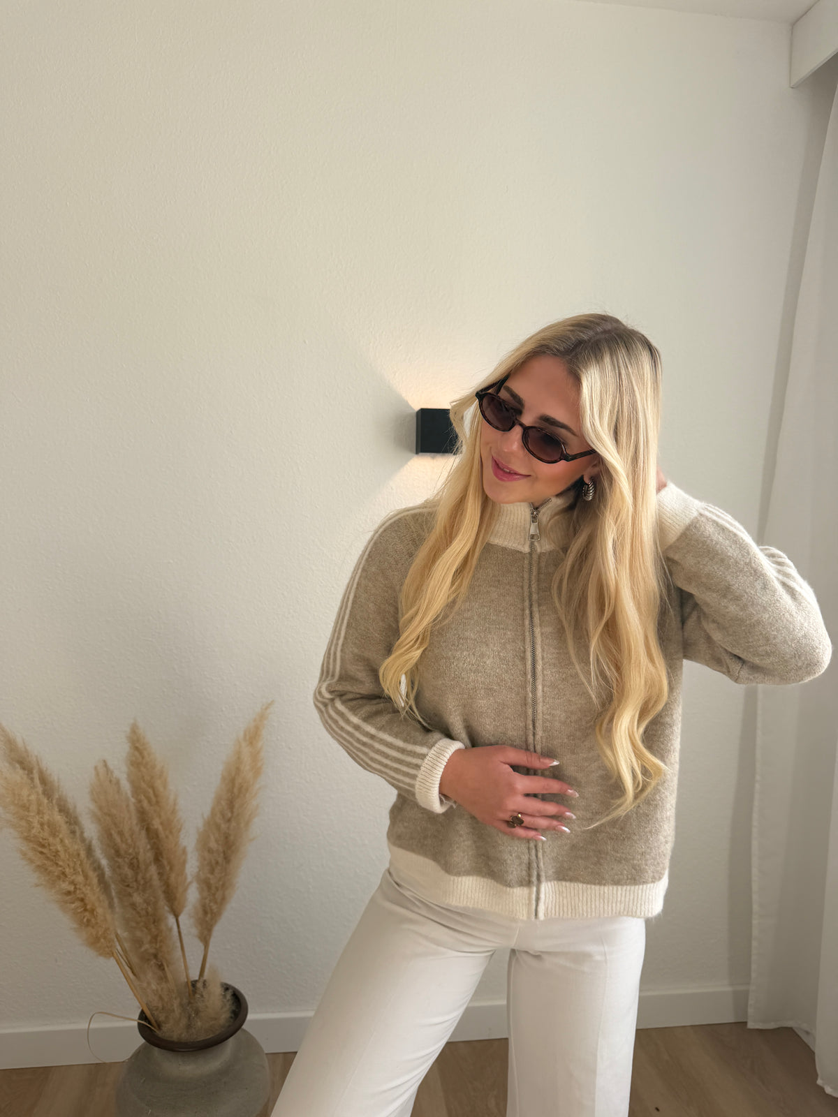 COZY ZIP KNIT TAUPE