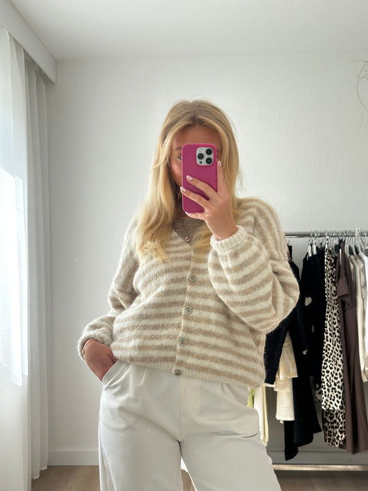 STRIPED CARDIGAN LATTE