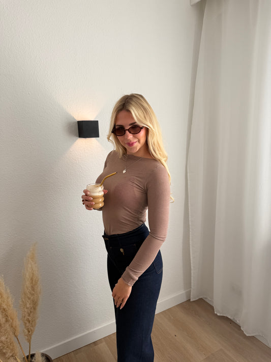 CASHMERE LONG SLEEVE BROWN