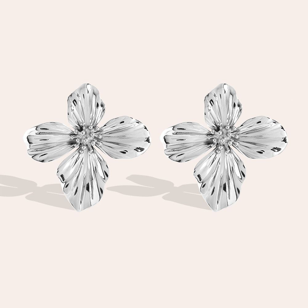 OHRRINGE BLUMEN SILBER