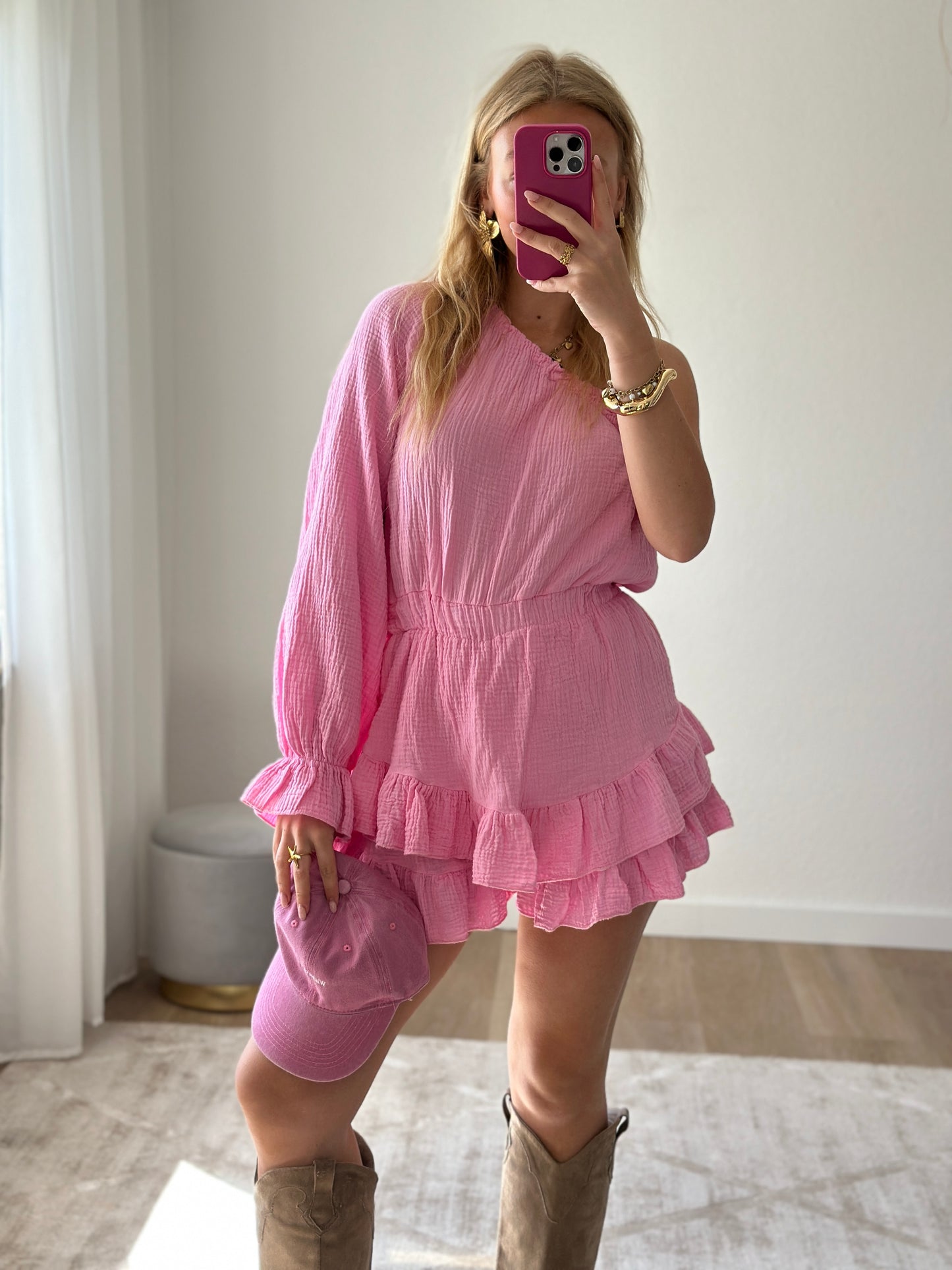 ONESHOULDER JUMPSUIT PINK