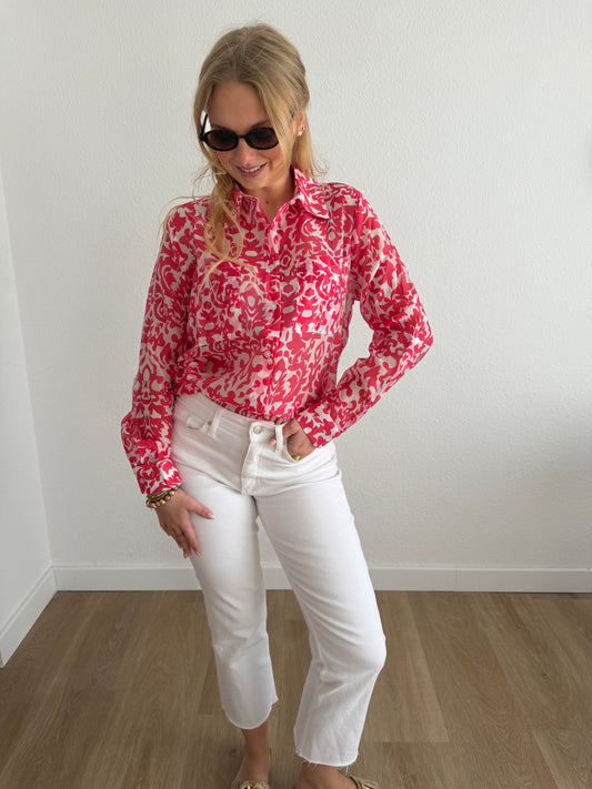 BLUSE PINK GEMUSTERT