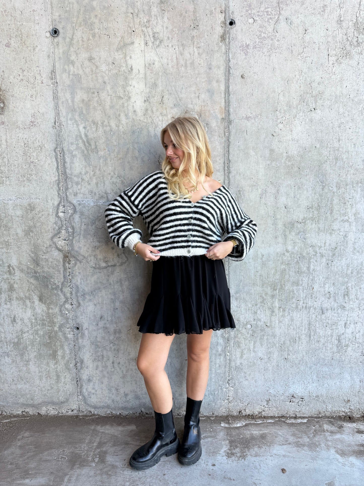 STRIPED CARDIGAN ESPRESSO BLACK