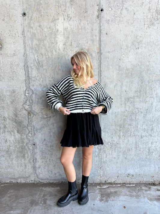 STRIPED CARDIGAN ESPRESSO BLACK