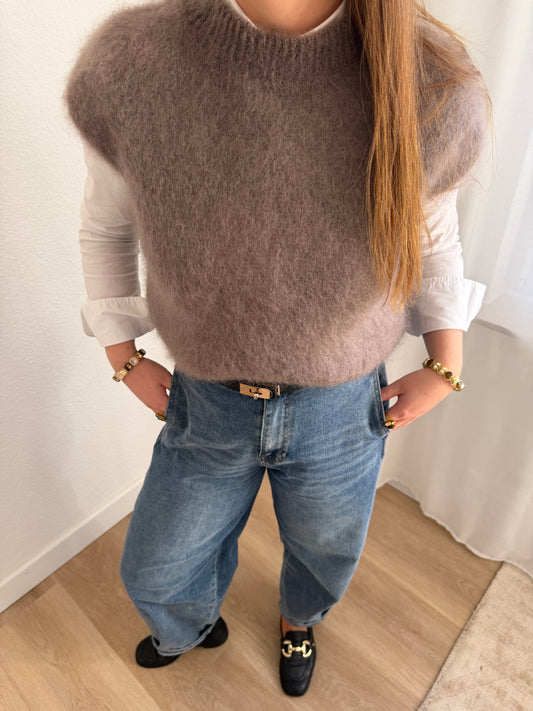 ALPACA KNIT VEST TAUPE