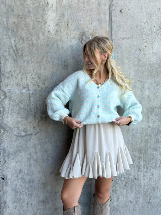STRIPED CARDIGAN BLUEBERRY ICE