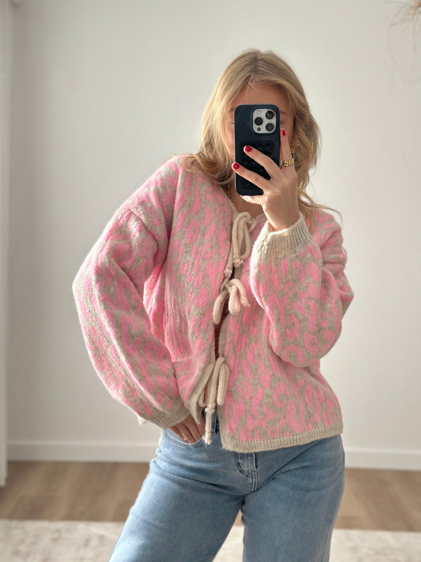 CARDIGAN ROSA/BEIGE