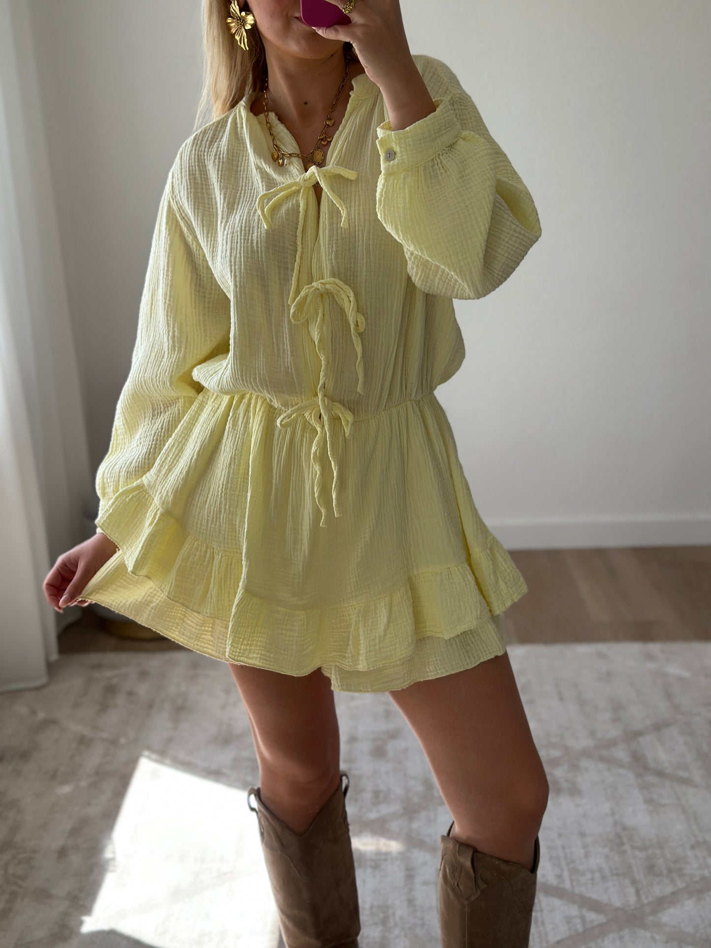 WAFFLE JUMPSUIT HONEY