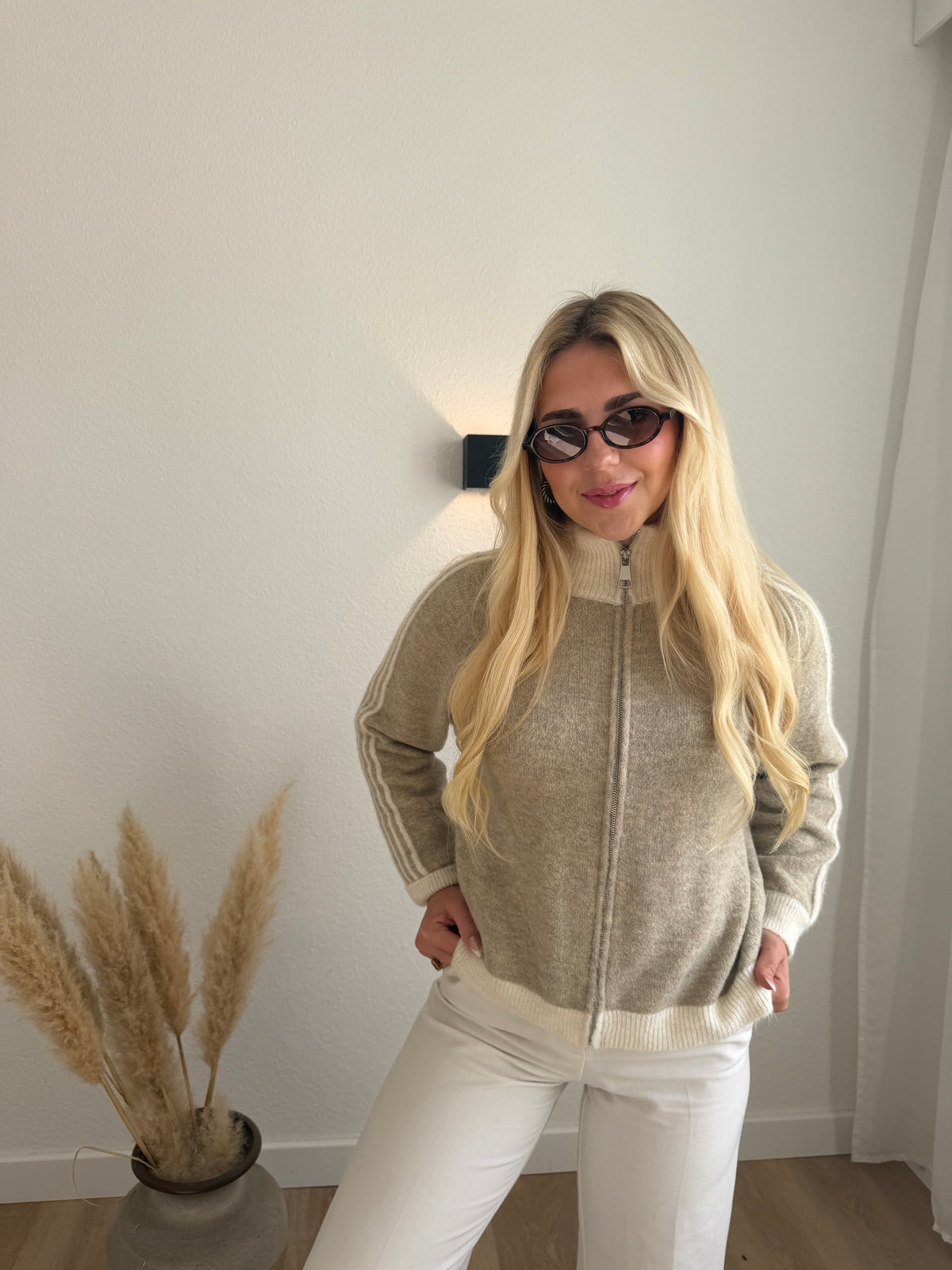 COZY ZIP KNIT TAUPE