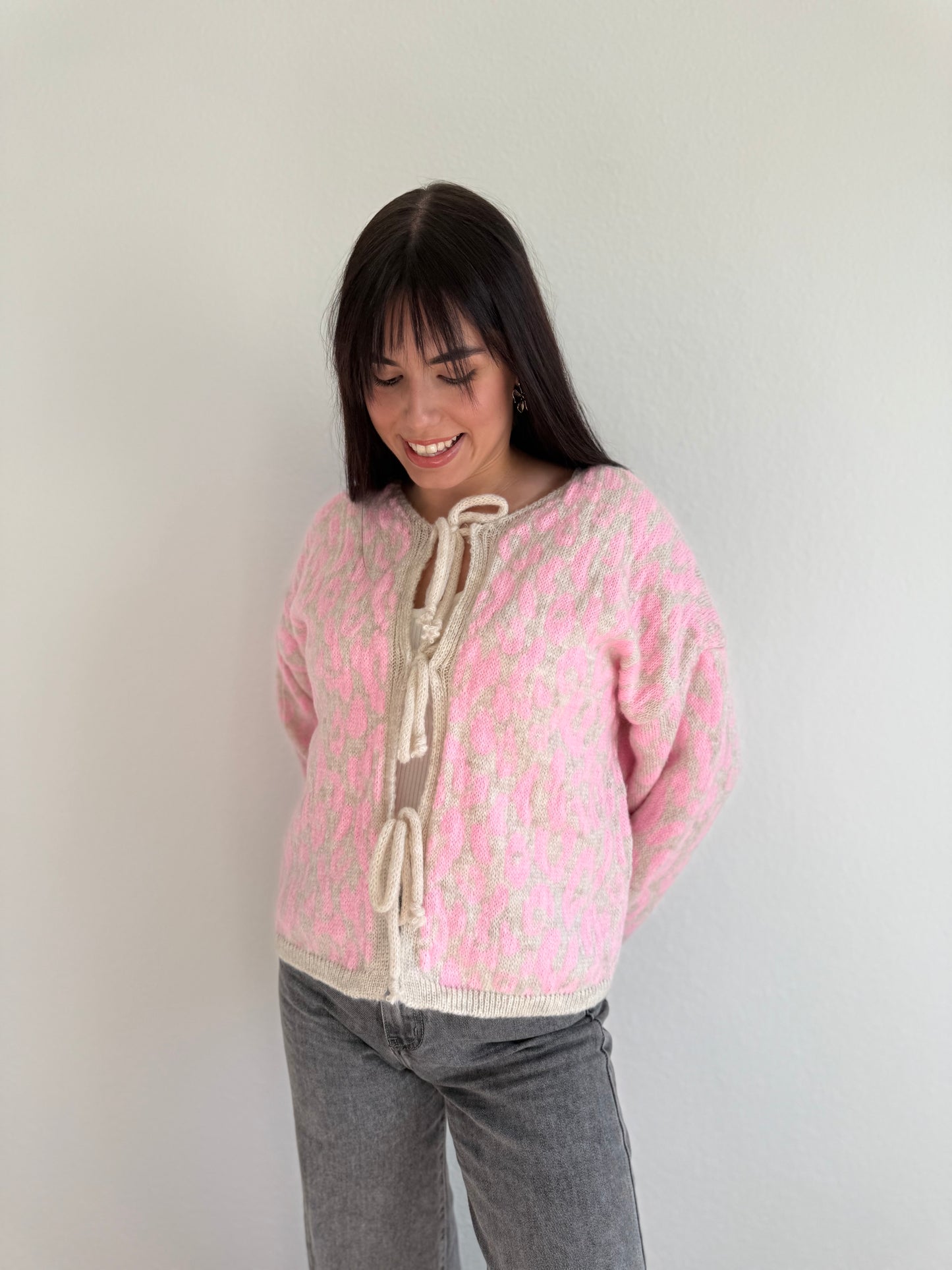 CARDIGAN ROSA/BEIGE